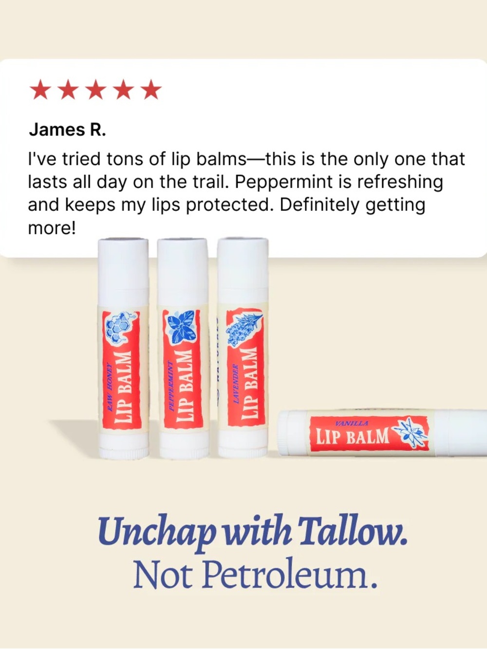 LAVENDER TALLOW LIP BALM GRASSFED TALLOW CHAPSTICK NWT - Picture 3 of 10